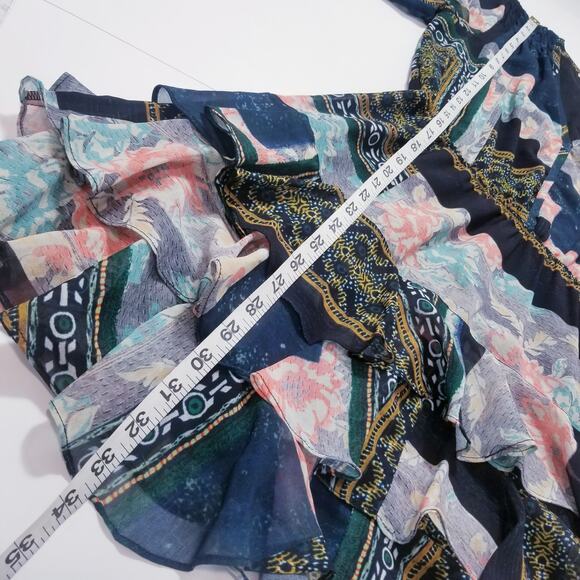 Hiche Printed Layered Ruffle Pintuck Dress - Picture 9 of 11